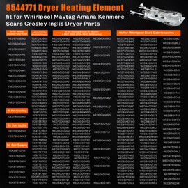 Upgrade WP8544771 8544771 Dryer Heating Element fit for Whirlpool-Duet-Cabrio-Maytag-Bravos-XL-Kenmore-Elite-Oasis HE2 HE3 HE4 HE5 Dryer Parts Repair Kit with 8544771 279816 279973 3392519 LUXRILIX