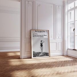 New York News Print, Magazine Headline, Vintage Bar Cart, Girly It Girl Dorm Retro, Women Searches For Where Men Get The Audacity Poster - Size: 8 x 12 inch, Type: Poster No Frame