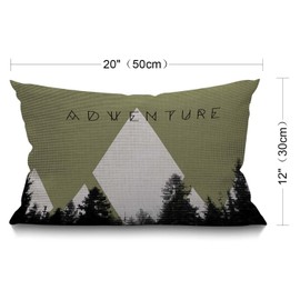 BGBDEIA Mountains Cushion Cover 12x20 Inch Adventure with Halftone Effect Hipster Typography Camping Rectangle Pillow Cases Home Decorative Cotton Linen Throw Pillow Cover for Bed Sofa 30 x 50 cm