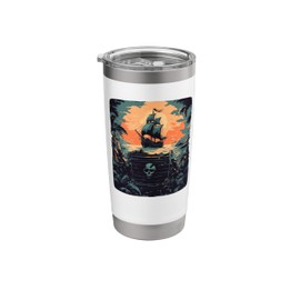 Cool Pirate Treasure Chest with Pirate Ship Costume Stainless Steel Insulated Tumbler