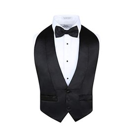 S.H. Churchill & Co. Men's Satin Backless Vest & Bow Tie Set Black, Fit All (Adjustable)
