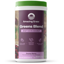 Amazing Grass Amazing Grass Greens Superfood Antioxidant: Greens Powder with Organic Spirulina, Beet Root Powder, Elderberry & Probiotics, Sweet Berry, 60 Servings (Packaging May Vary)