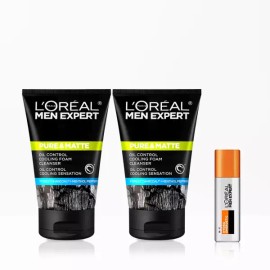 L'Oreal Paris 로레알파리 퓨어앤매트 (숯파우더 클렌징폼 100ml 2개 + 안티에이징 올인원 22ml), 1개 L'Oreal Paris Pure & Matte (Charcoal Powder Cleansing Foam 100ml 2pcs + Anti-Aging All-in-One 22ml), 1ea