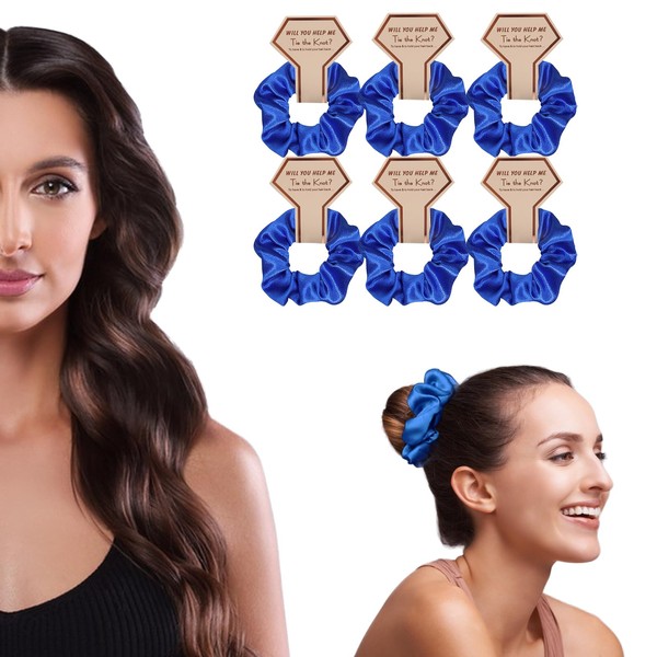 OWITER Satin Bridesmaid Scrunchies Bachelorette Hair Ties Set of 6