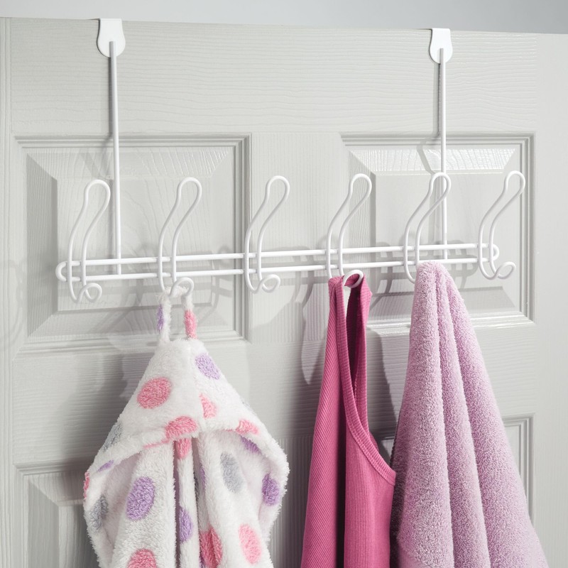 iDesign Over-The-Door 6-Hook Rack –Classico Collection – White