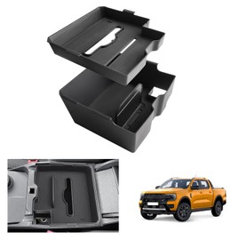 [Pack of 2] GAFAT Compatible with Ford Ranger T9 2024 2025 (Electronic Brake), Centre Console Storage Box, Double Layer, Removable, Ranger T9 Raptor Wildtrak XLT Armrest Organiser