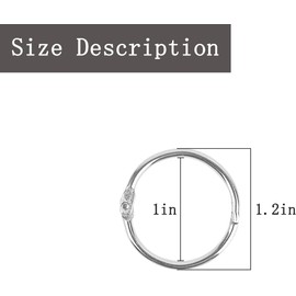 Metal Book Rings, 1 Inch Nickel Plated, 30 Pack, Silver Binder Clips for Index Cards and Paper