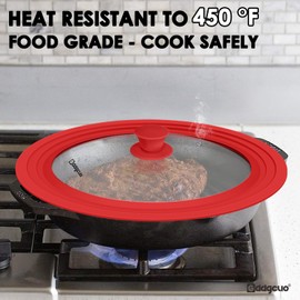 GDDGCUO Universal Pan Lids, Silicone Pot lids for Pots, Pans & Skillets - Fits 11", 12" & 13" Diameter Cookware, Replacement Frying Pan lid, Dishwasher Safe (Red)