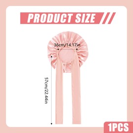Satin Haarhaube Schlafmütze Silk Bonnet Seide Schlafhaube Sleep Cap Anti-Rutsch Verstellbare mit Elastischem Band für Die Nacht für Damen Mädchen Rosa