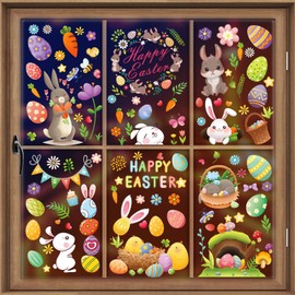 AhfuLife Easter Window Stickers - 9 Sheets Reusable Window Clings for Kids Decorations, Double Sided for Home, Office & Shop Windows (Style 3)