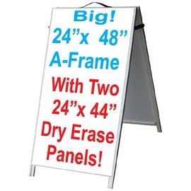 NEOPlex 24" x 48" Aluminum Sidewalk Sandwich Board A-frame Sign w/Dry Erase Insert Panels