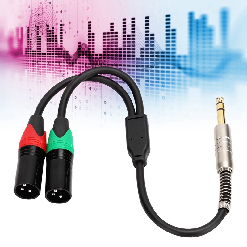 0.3M 24AWG Pure Copper Double Shield 6.35 Male to Double