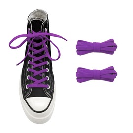 UamGlsob 5/16" Wide Elastic Shoe Laces Replacement Laces for High Tops Sneakers, Stretch Flat Shoelaces Shoe Strings for High Tops Skate Shoes (Purple-02, 54''/140cm)