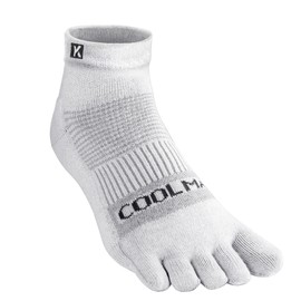 KWUKOTY 3-Pair Cushioned Compression Running Toe Socks Quarter | Coolmax Lycra | White Men & Women Size 6-9