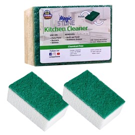 COMPAC HOME Magic-Stone Kitchen Cleaner Scrub - 2-Sided Scouring Stone, Easily Removes Stubborn Food Grime, Grease, 3 Count