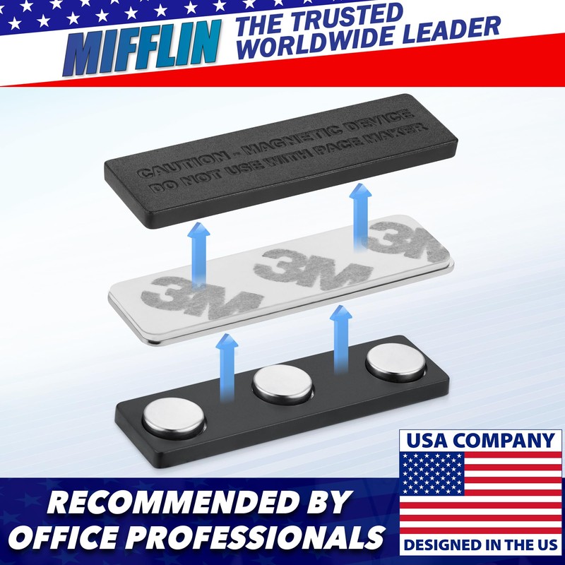 Mifflin-USA - Name Tag Magnets - 10 Pack, 1.75 x