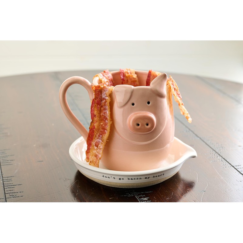 Mud Pie 6" x 7" Farm Pig Bacon Cooker, Pink