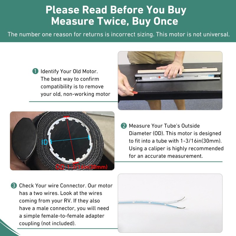 DM25DS 12V RV Awning Shade Replacement Motor – Fits 1-3/16"