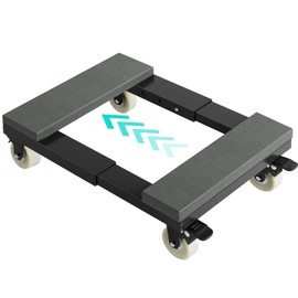 Heavy Duty Furniture Moving Dolly - Adjustable Furniture Movers with 4 Swivel Casters Wheels, Small Wood & Metal Floor Flat Dollies Cart, One Pack