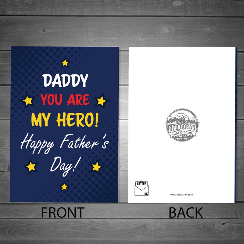 Daddy Card For Fathers Day A6 Card Superhero Theme Card