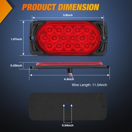 Nilight 4.4 Inch Aluminum Housing Tail Light 2 PCS 16 LED Red Running Brake Turn Signals Marker Lights Surface Mount IP67 Waterproof for 10-30V RV Camper Trailer Truck Bus Boat