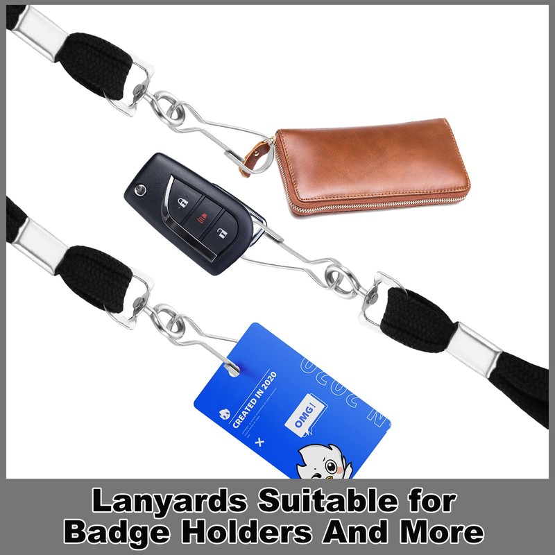 LOPYXBR Pack of 100 Lanyard Black Key Ring with Rotating