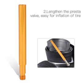 Keenso 2 x Valve Extender, 60 mm Bicycle Presta Valve Extender, Inner Tyres, Valve Extension (Gold)