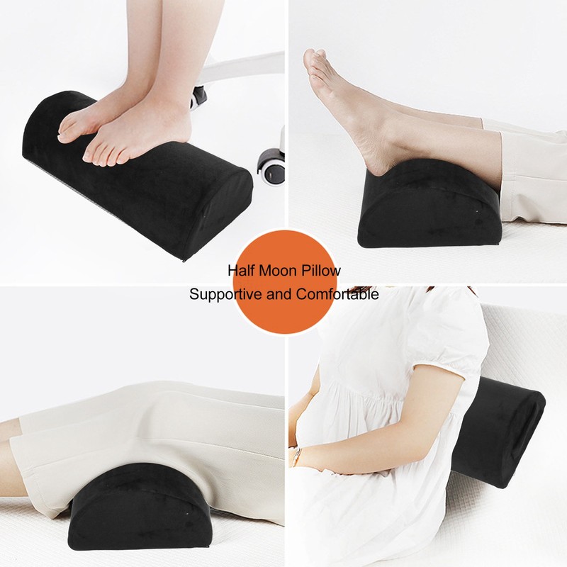 Half Moon Pillow Black Ankle Knee Neck Lumbar Support Cushion
