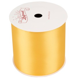Zofrud Yellow Gold Satin Ribbon 75mm x 9 Meters - Large Ribbon Ideal for Bows, Gift Wrapping, Flower Bouquet, and Crafts