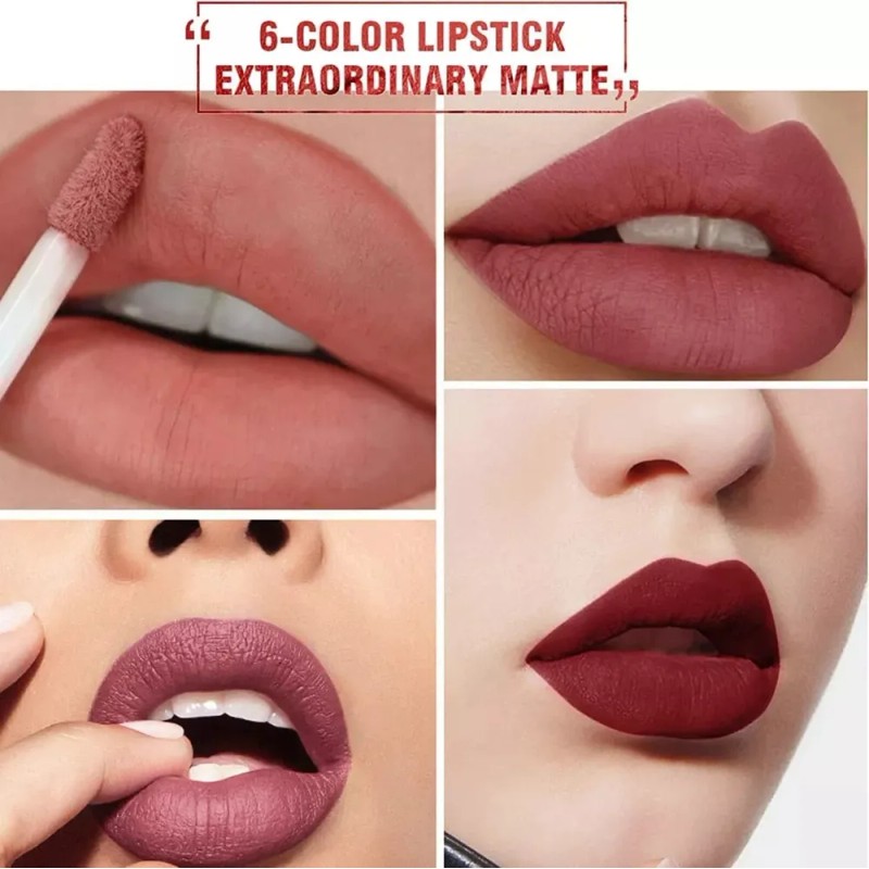 Set de 6 labiales Handaiyan Z Lápiz Labial color rosa