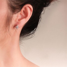 Tiny Flower Small Hoop Earrings for Women Dainty Crystal Pink Cherry Blossom Flowers Huggie Hoop Earrings Small Cartilage Helix Earring Sterling Silver Plated Hypoallergenic Wedding Jewelry for Girlfriend