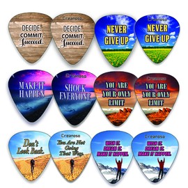 Creanoso Cool Guitar Picks (12-Pack) - Premium Music Gifts & Guitar Accessories for Musicians – Medium Gauge Celluloid – Great Guitar Tool for Muscle Bound Musicians.
