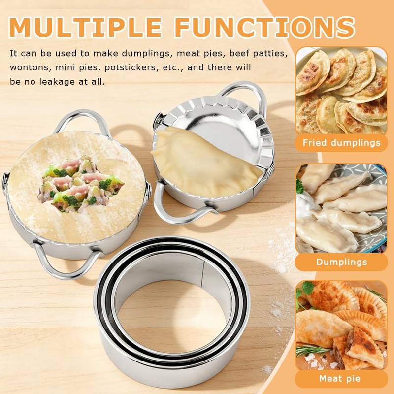 7 Piece Dumpling Maker Set, Stainless Steel Empanada Press Kit,