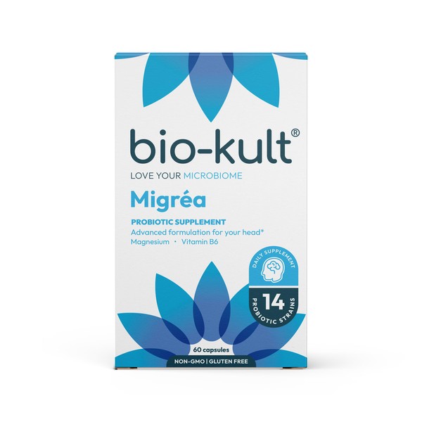 Bio-Kult Migréa Advanced MultiStrain Probiotics with Magnesium Citrate Vitamin B6 60, Unflavored, 60 Count