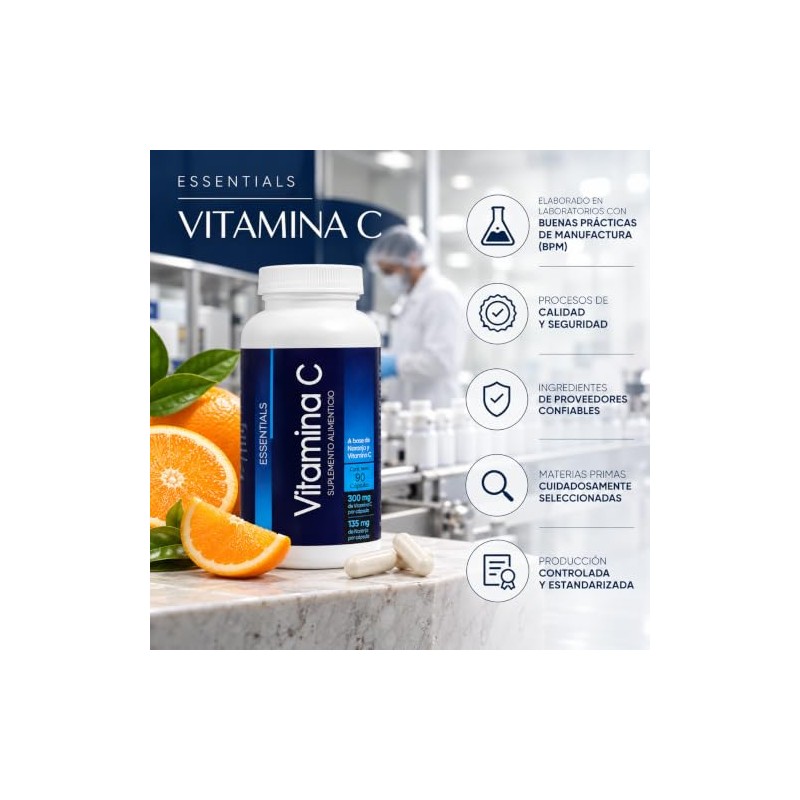 NLS Essentials® Vitamina C con 90 Cápsulas vegetales