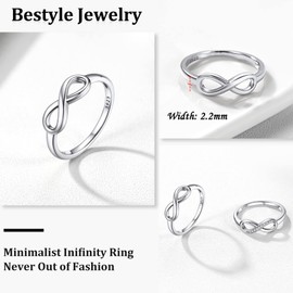 Bestyle Simple Infinity Heart Promise Rings for Her Sterling Silver BFF Friendship./Sister Ring, Nice Cute Knot Rings Perfect for Every Day Wear, Size 11