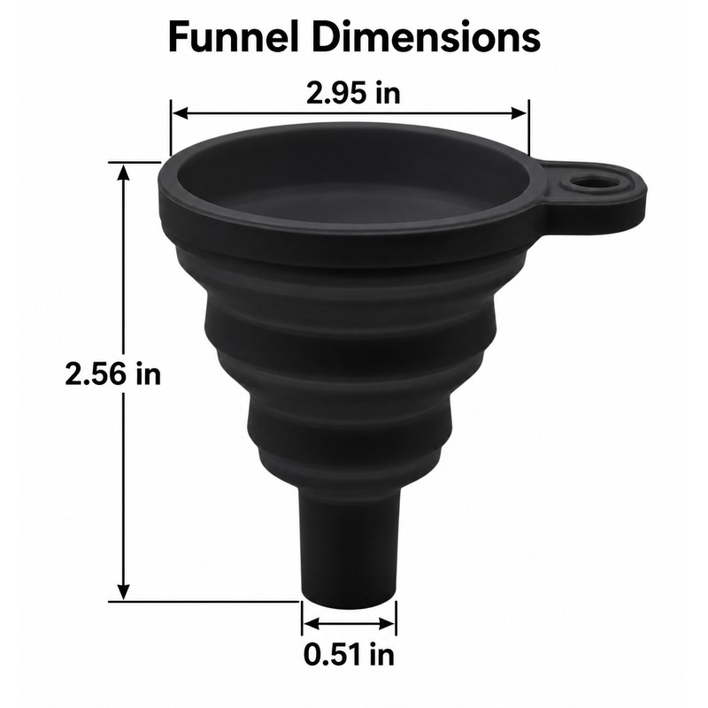 Collapsible Silicone Funnel for Car Fluid Refills – Black Foldable