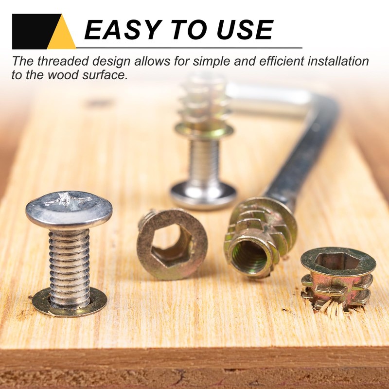 sourcing map 58 Pcs Threaded Inserts for Wood, Zinc Alloy