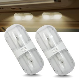 Command Electronics OEM 12V Incandescent RV Double Interior Dome Light with Rocker Switch – Made in USA – Surface Mount – 2-Pack, White