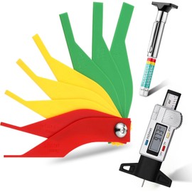 FANGXIN 3-Piece Digital Tire Tread Depth Gauge Set - Brake Lining Thickness Gauge, Coded Automotive Measure Ruler for Motorcycle, Car, Truck Brake Pad