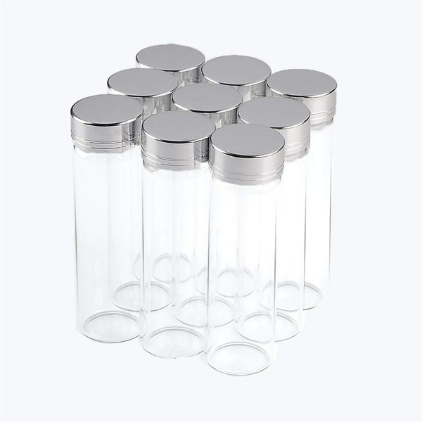 Clear glass jar with aluminum lid, silver bright side aluminum lid, capacity 50ml-6pcs
