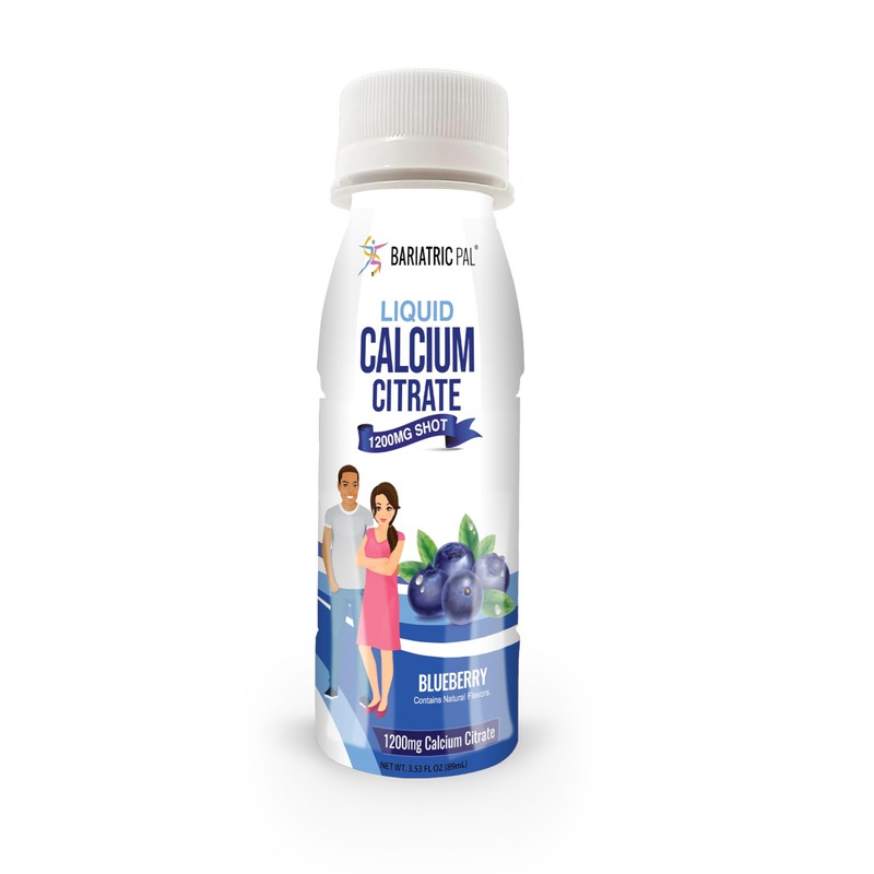 BariatricPal 1200mg Calcium Citrate Sugar-Free Liquid Shots - Blueberry (24-Pack)