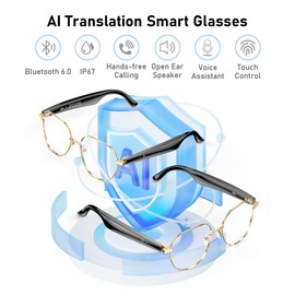 IEOTT Bluetooth Glasses, Blue Light Glasses for Women Men, Smart Glasses with 163 Language Translations, AI Glasses with Audio, Clear Glasses Bluetooth 6.0, Voice Assistant