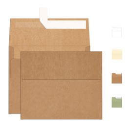 A2 Brown Kraft Envelopes 100 Pack, Goefun 4.375 x 5.75 Printable Greeting Card Envelopes Self Seal for Card Making, Photos, Invitations, Weddings, Graduation, Baby Shower, 120 GSM