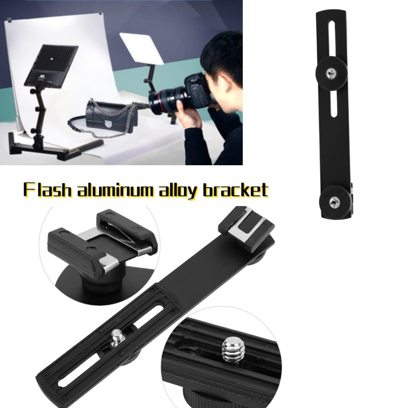 Akozon Dual Flash Bracket Extension Bar, Flash Bracket Tripod Mounting