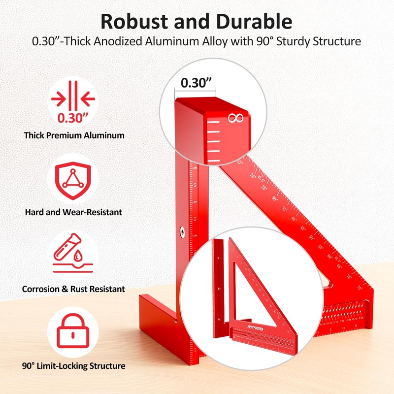 8 inch 3D Multi-Angle Measuring Square Ruler, WT103B High Precision