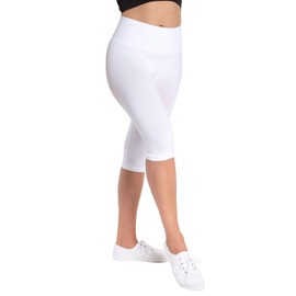 Double Agent High Waist Shaping Capris - SlimMe by MeMoi - Versatile Leggings ,White,X-Large
