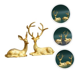 RORPOIR 2pcs Deer Statues Christmas Shelf Decor Reindeer Christmas Decoration Home Accessories Reindeer Figurine Farm Animal Statues Table Decorations for Living Room Light Luxury Metal