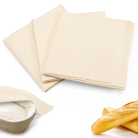3pcs 100% cotton Tea Towels for Baking Sourdough - 28" Unbleached Bread Basket Flour Sack Towels, Proofing Cover Cloth for Dough Raising Baguettes Loaves Ciabatta, Bread Making Accessories Bakers Gift