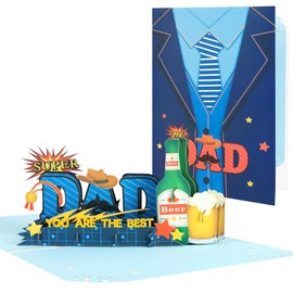 CNLITIHEKA Pop Up Father's Day Card for Dad, Happy Father's Day Card for Men, 3D Super Dad, for Grandpa, Brother, Grandpa with Envelope